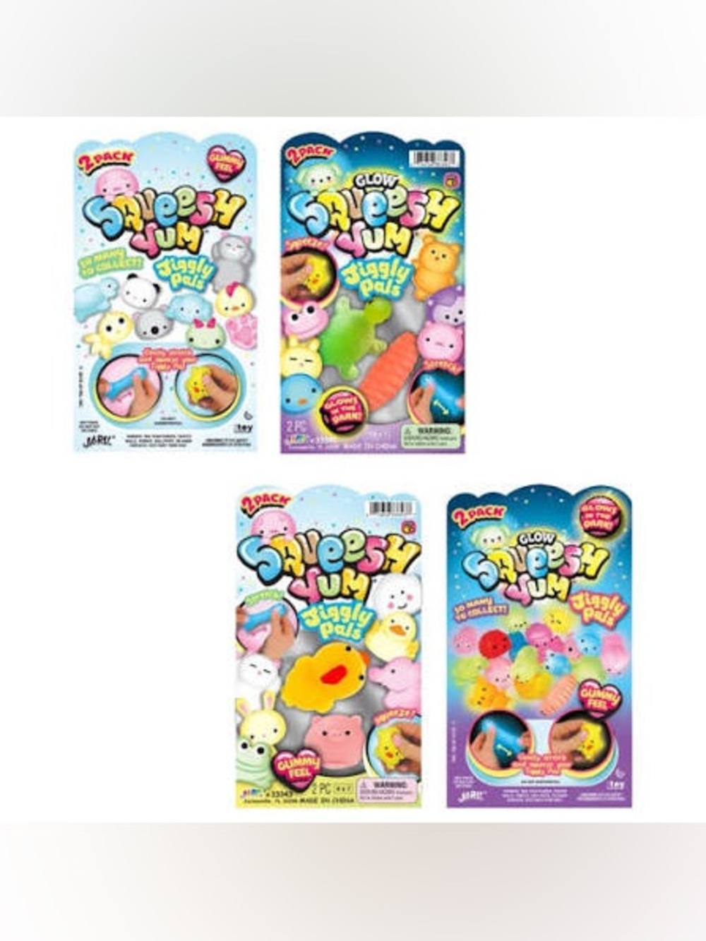 Squeesh Yum Jiggly Pals 2-Pack Soft Squeeze Toy - (regular or glow pack)